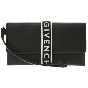 Givenchy logo leather black clutch bag